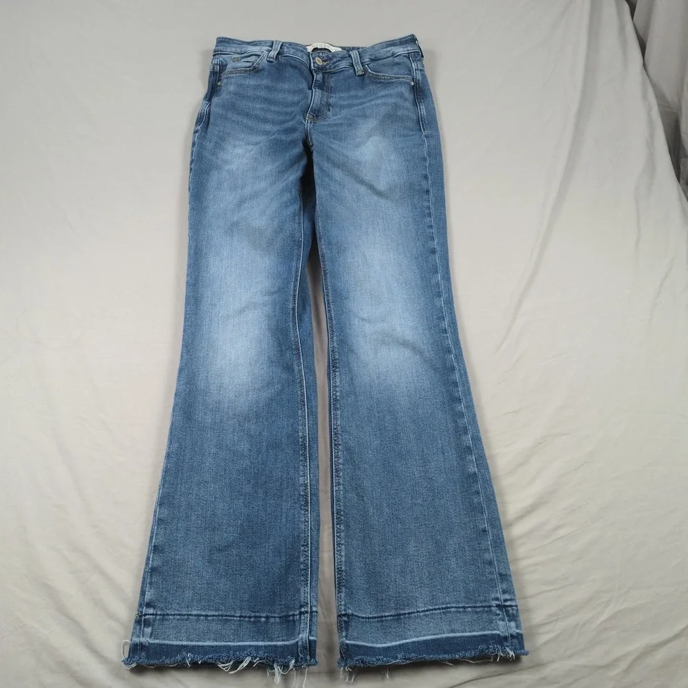 Guess Jeans Womens 31 Blue Sexy Boot Cut Western Cowgirl Faded Casual Frayed